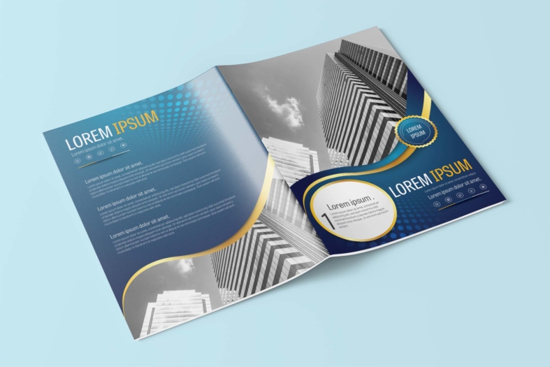 Free Blue and Gold Brochure Templates