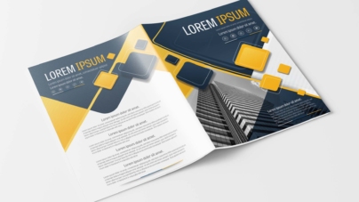 A4 Gray and Yellow Modern Brochure Design Layout Template