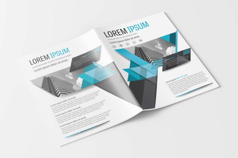 Free Vector Brochure with Blue and Gray Accents