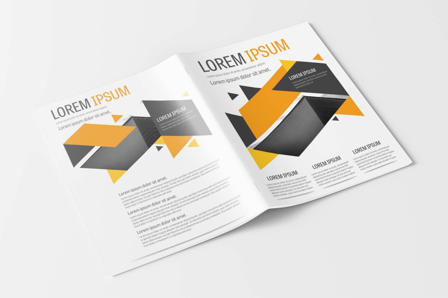 Free Vector Business Brochure Template with Gray and Yellow.