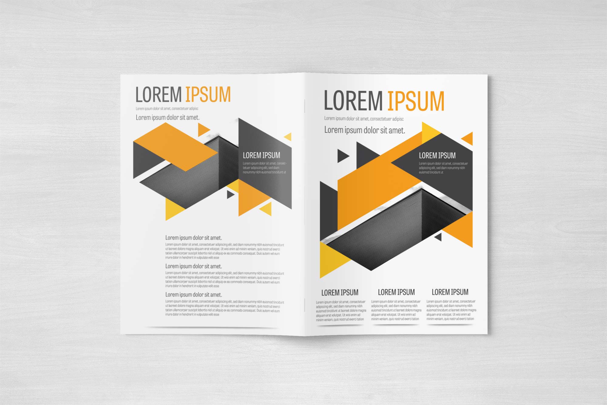 Free Vector Business Brochure Template With Gray And Yellow.