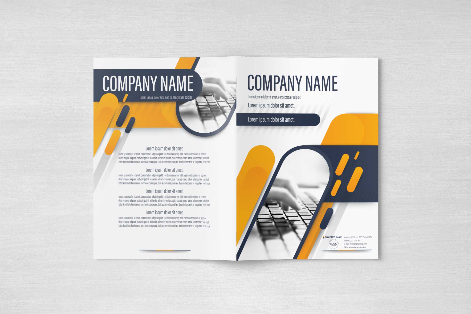 Brochure Template Gray and Yellow Modern