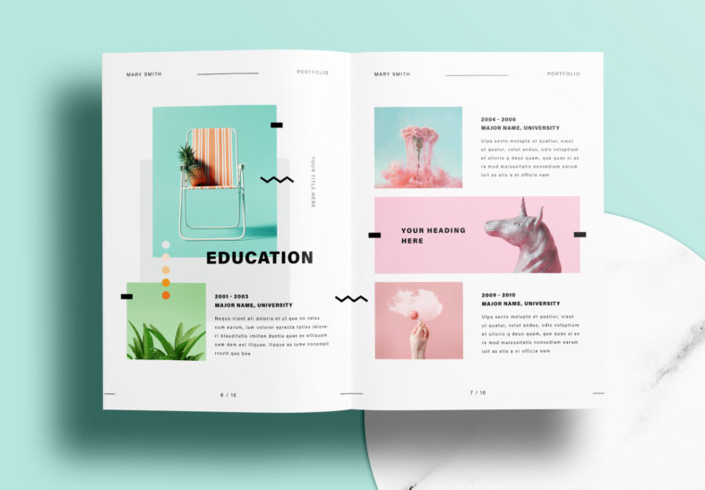 Free InDesign Portfolio Templates with Green Design