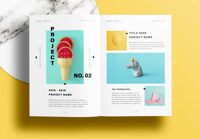 Free InDesign Portfolio Templates with Yellow Accents