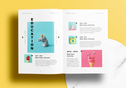 Free InDesign Portfolio Templates with Yellow Accents