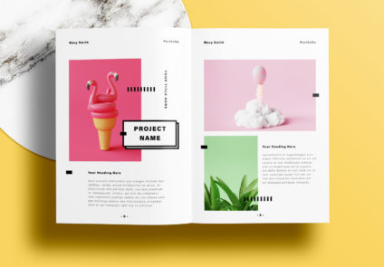 Free InDesign Portfolio Layout Templates with Yellow Accents