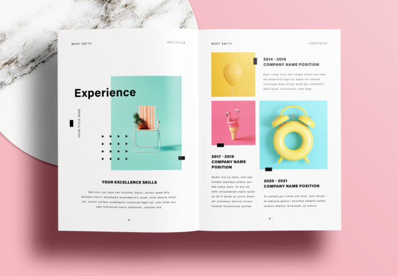 Free InDesign Portfolio Template with Pink Design Elements