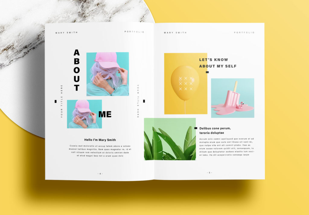 Free InDesign Portfolio Templates with Yellow Accents