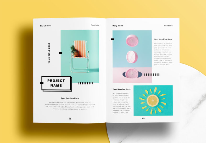 Free InDesign Portfolio Layout Templates with Yellow Accents