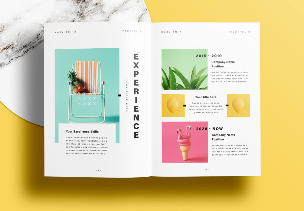 Free InDesign Portfolio Templates with Yellow Accents