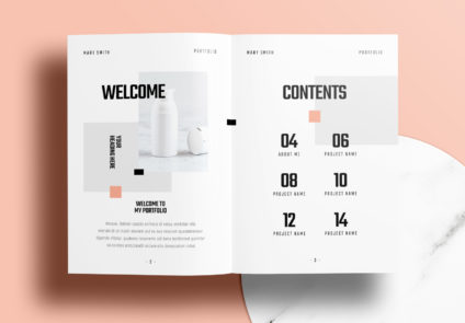 Free InDesign Portfolio Layout Templates with Pink Accents