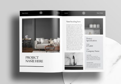 Free Modern Black Interior Portfolio InDesign Layout Template