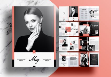 Free InDesign Red Modern Magazine Layout Template