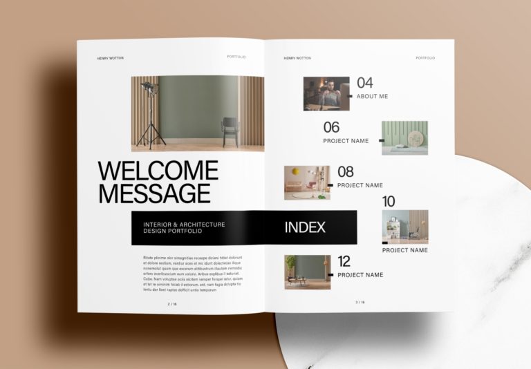 Free InDesign Modern Interior Portfolio Layout Template