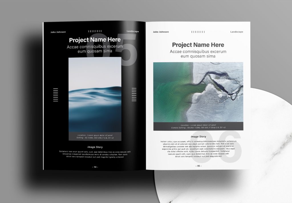 Free InDesign Modern Photography Portfolio Layout Templates with Black ...