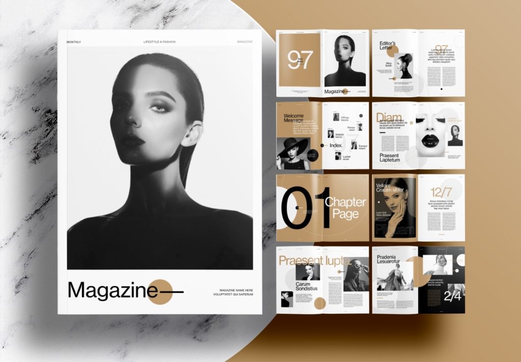 Free InDesign Brown Magazine Layout Templates