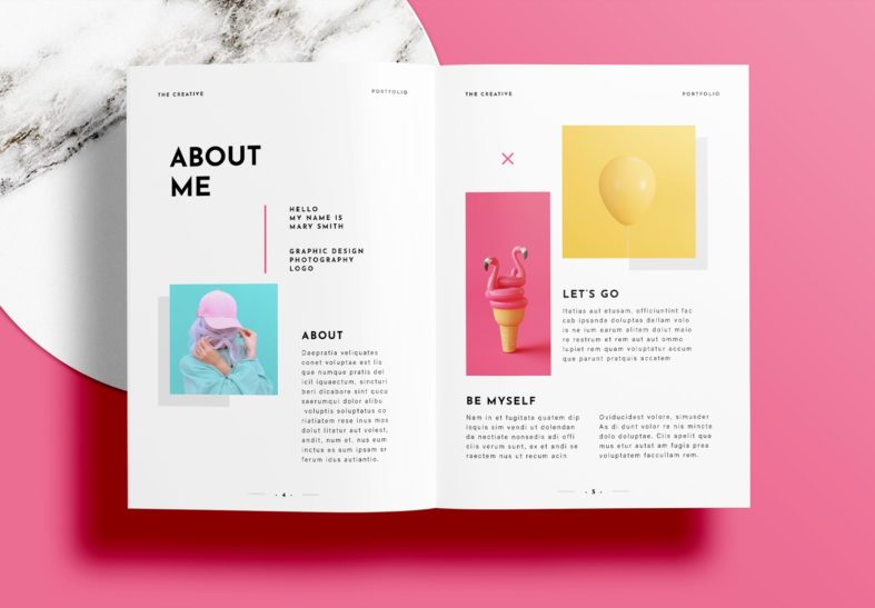 Free InDesign Modern Pink Portfolio Layout Template