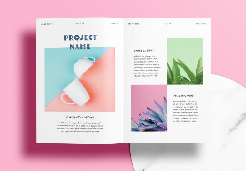 Free InDesign Pink Portfolio Layout Templates