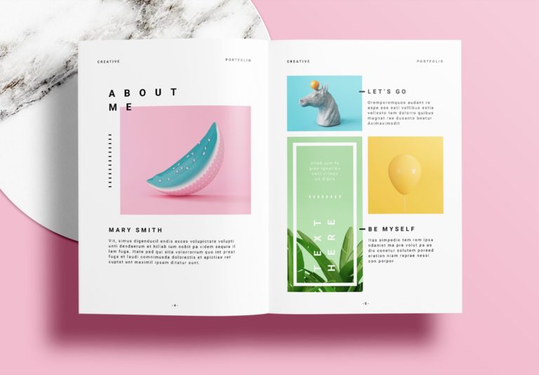 Free InDesign Pink Portfolio Layout Templates