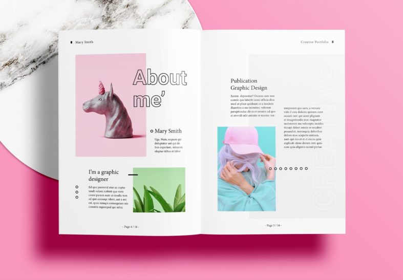 Free InDesign Pink Portfolio Layout Templates