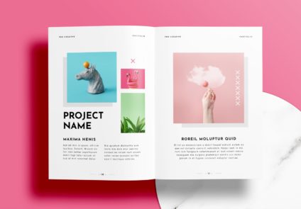 Free InDesign Modern Pink Portfolio Layout Template