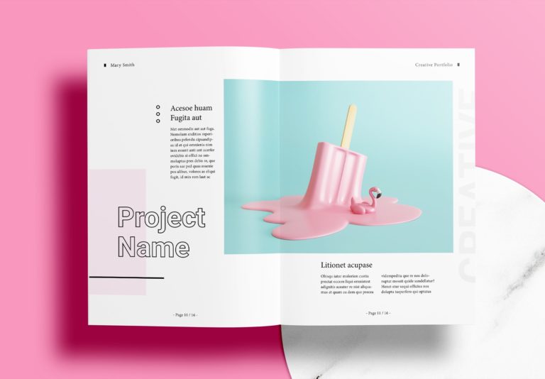 Free InDesign Pink Portfolio Layout Templates