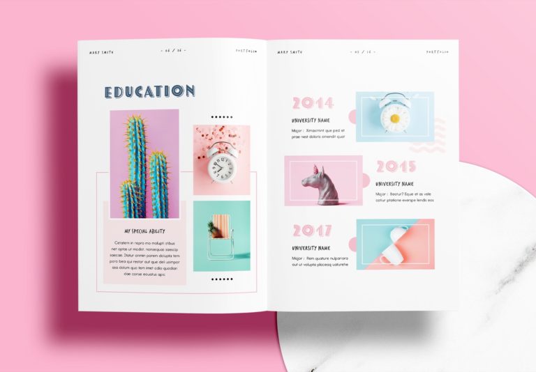 Free Indesign Pink Portfolio Layout Templates