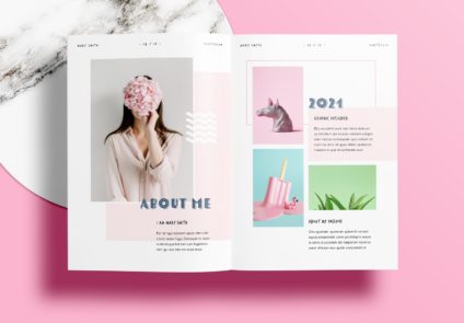 Free InDesign Pink Portfolio Layout Templates