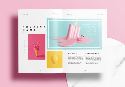 Free InDesign Pink Portfolio Layout Templates