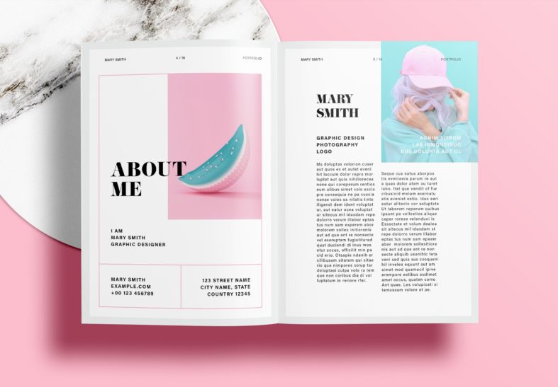 Free InDesign Pink Portfolio Layout Template | Free Download