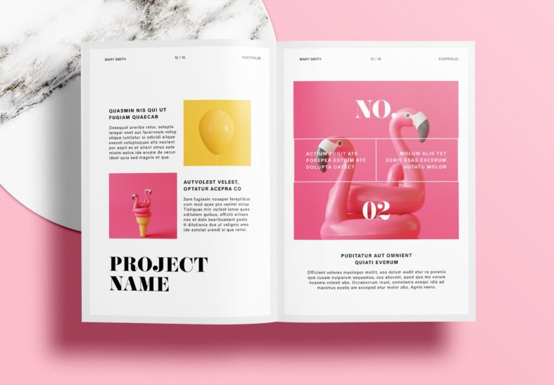 Free InDesign Pink Portfolio Layout Template | Free Download