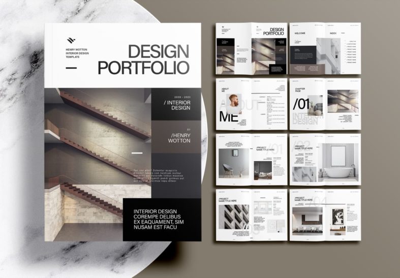 Modern Interior Design Portfolio Free InDesign Template