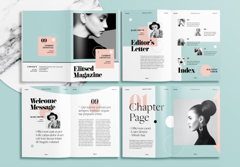 Free InDesign Green Modern Fashion Magazine Layout Template