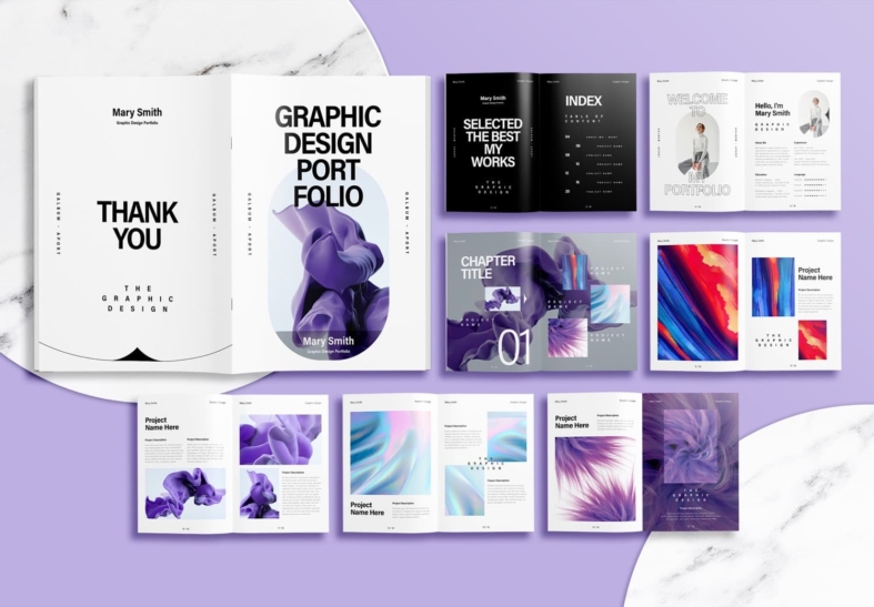 Free InDesign Minimal Graphic Design Portfolio Layout Template