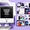 Free InDesign Modern Portfolio Layout Template with Black and Purple Accents